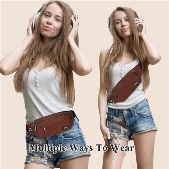 Large Crossbody Fanny Pack for Women Men Belt Bag With 4-Zipper Pockets - Picture 2 of 2